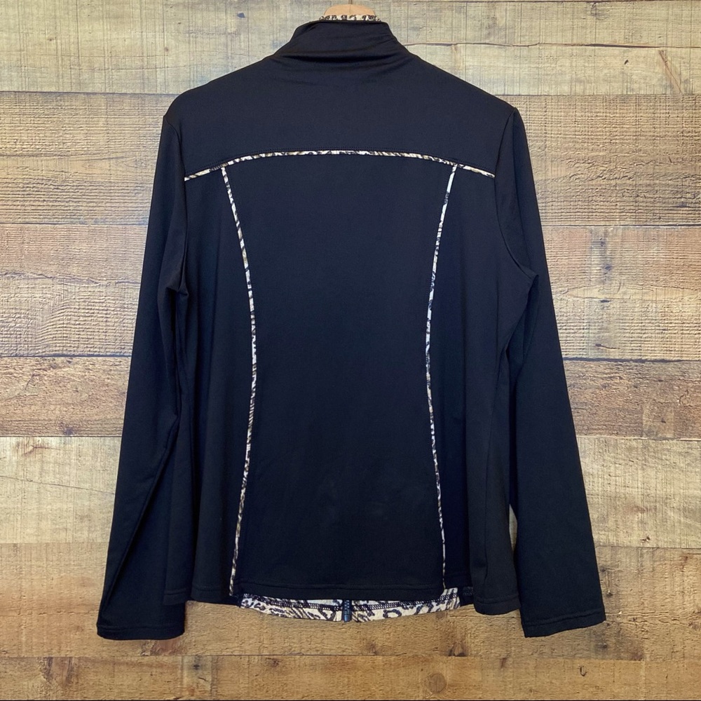 Black Zip-Up Athletic Jacket w/Leopard Trim by NEIMAN MARCUS - Picture 9 of 15